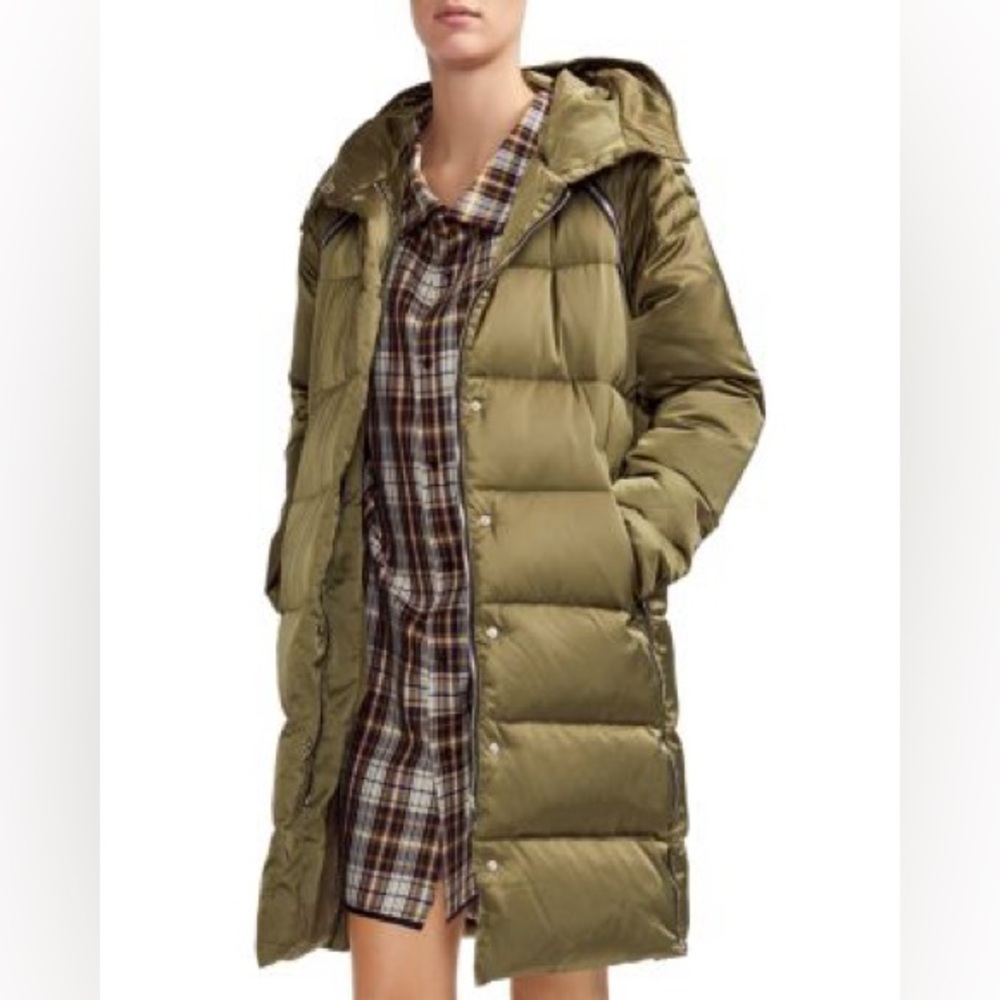 Maje Green Grenadina Side-Zip Detail Down Puffer Down Jacket Coat Size 38 M